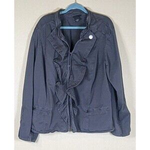 Lane Bryant Jacket Woman’s Size 28 Ruffle Front Black Blazer Pockets
